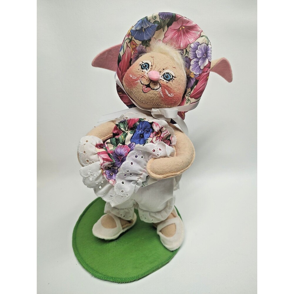 Vintage Annalee Bunny Rabbit Easter Decor Girl in Spring Dress 12" Tall